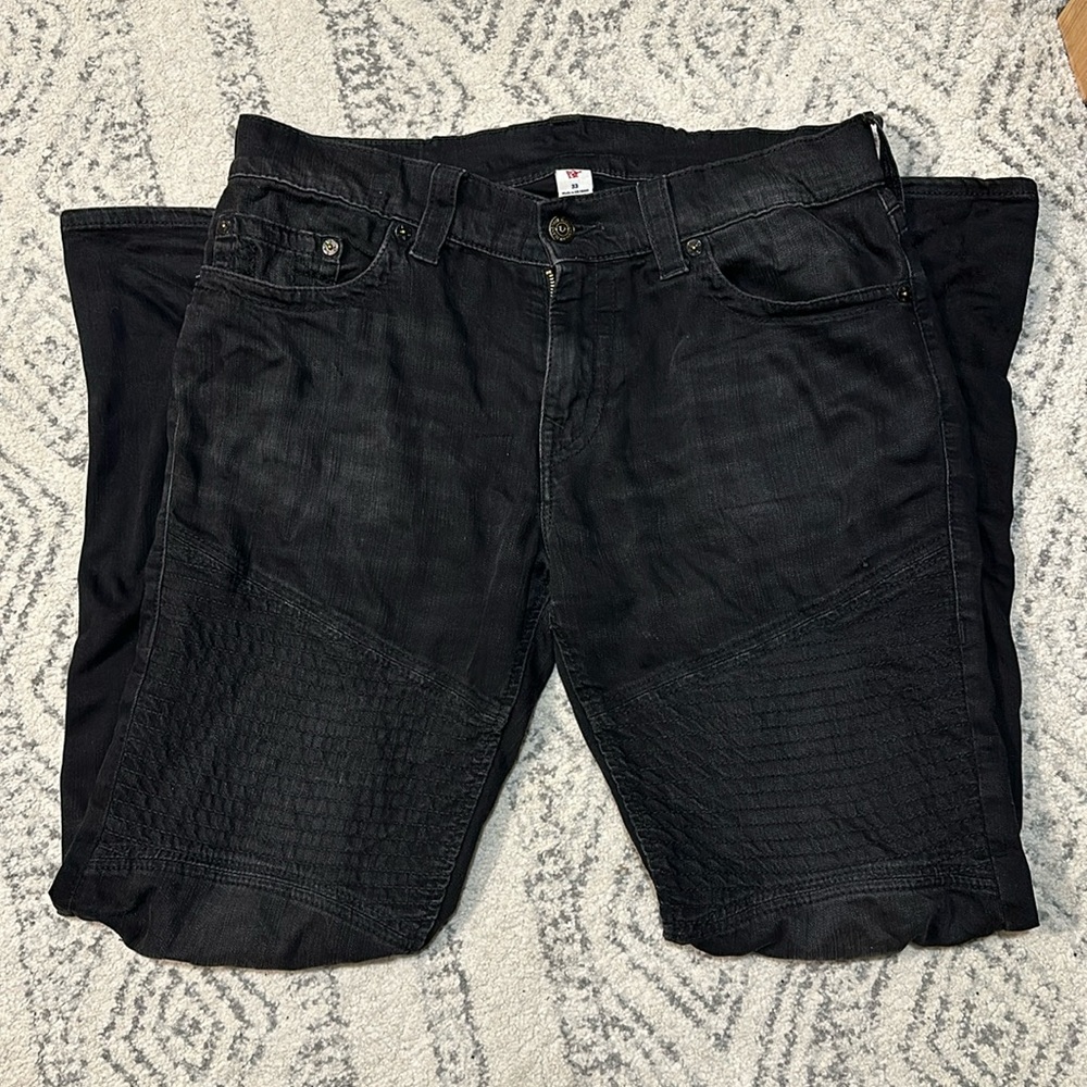 True Religion Biker Jeans Black Denim | Sz 33 Men’s
